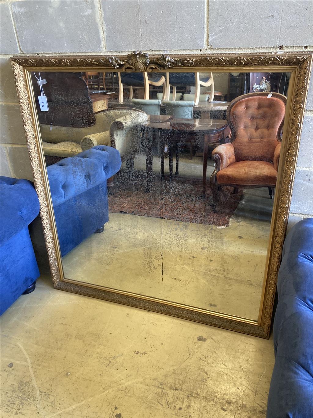 A late 19th / early 20th century giltwood and gesso overmantel mirror, width 133cm, height 138cm